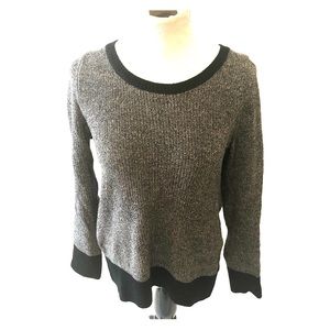 49-Anthropologie Field Flower Gray black sweater s